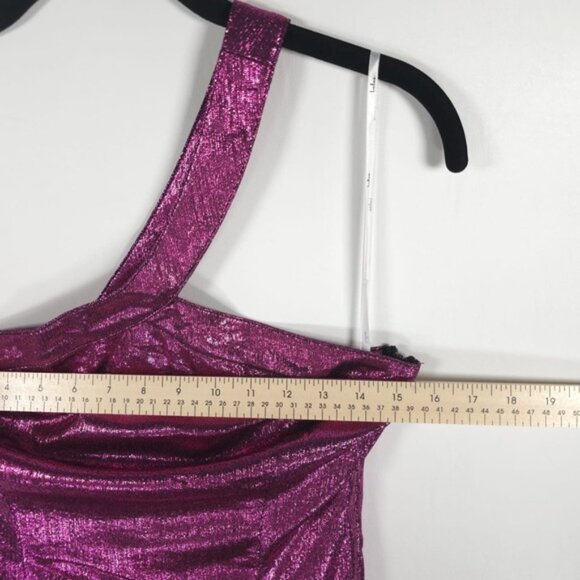 NWT‎ Lulus Dancefloor Bombshell Metallic Pink One-Shoulder Mini Dress Size M & L - Picture 9 of 14